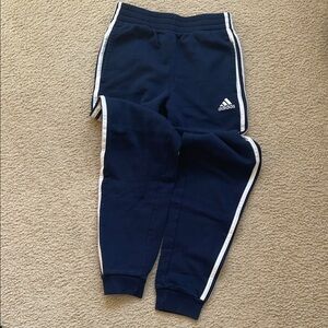 Adidas Kids Dark Blue Joggers with White Stripes
